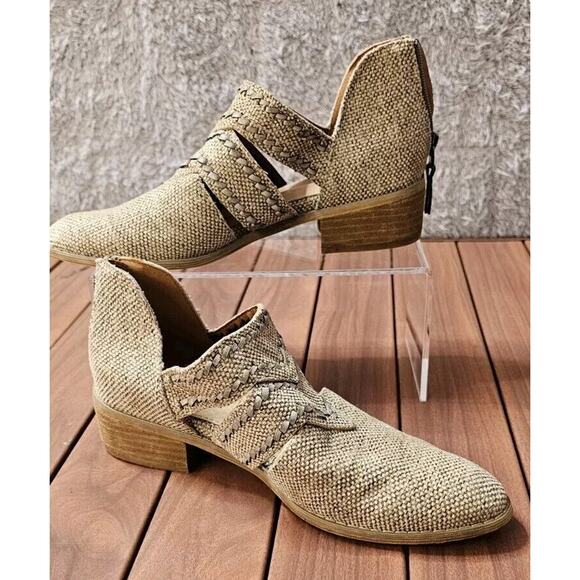 Mi.im Burlap Textured Boots‎ Booties Zip Up, Heeled, Genuine Leather, SZ 7.5 - Picture 1 of 6